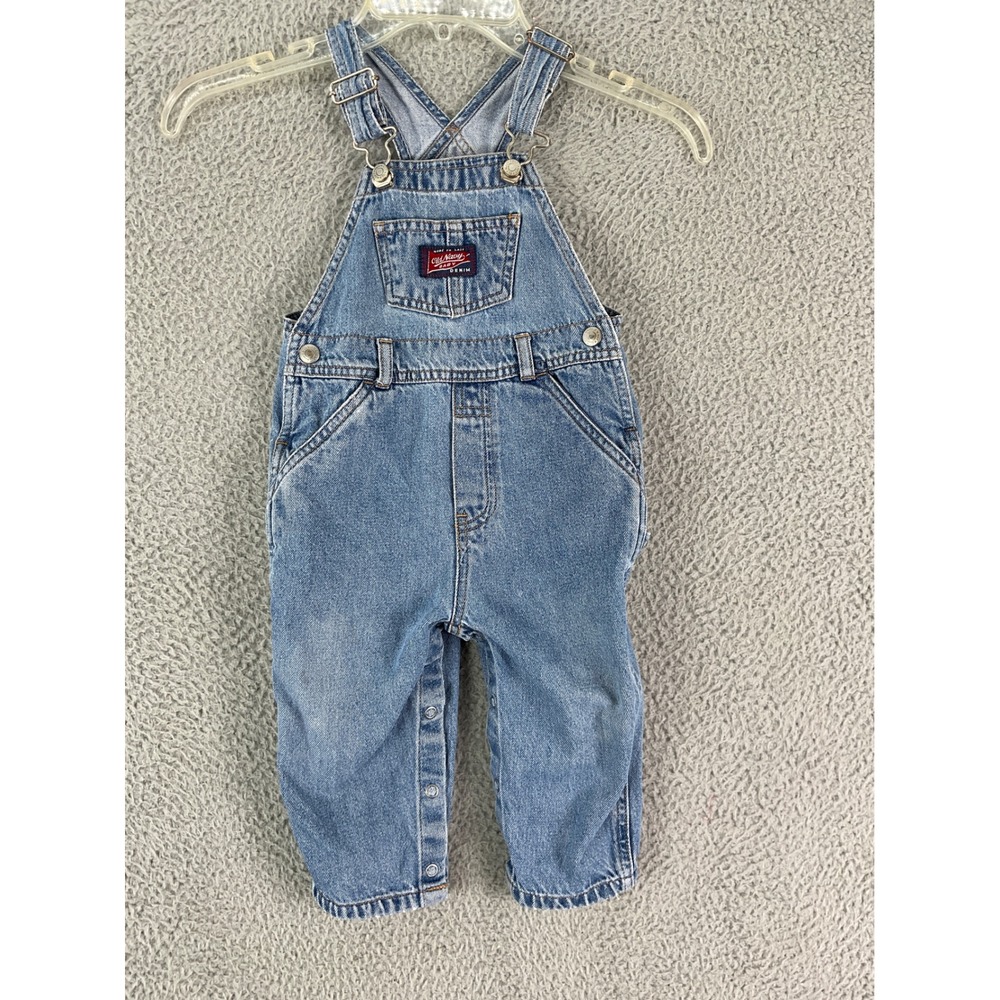 Old Navy Denim Overalls Kids 12-18M Light Wash Vintage 90s Carpenter Dungarees